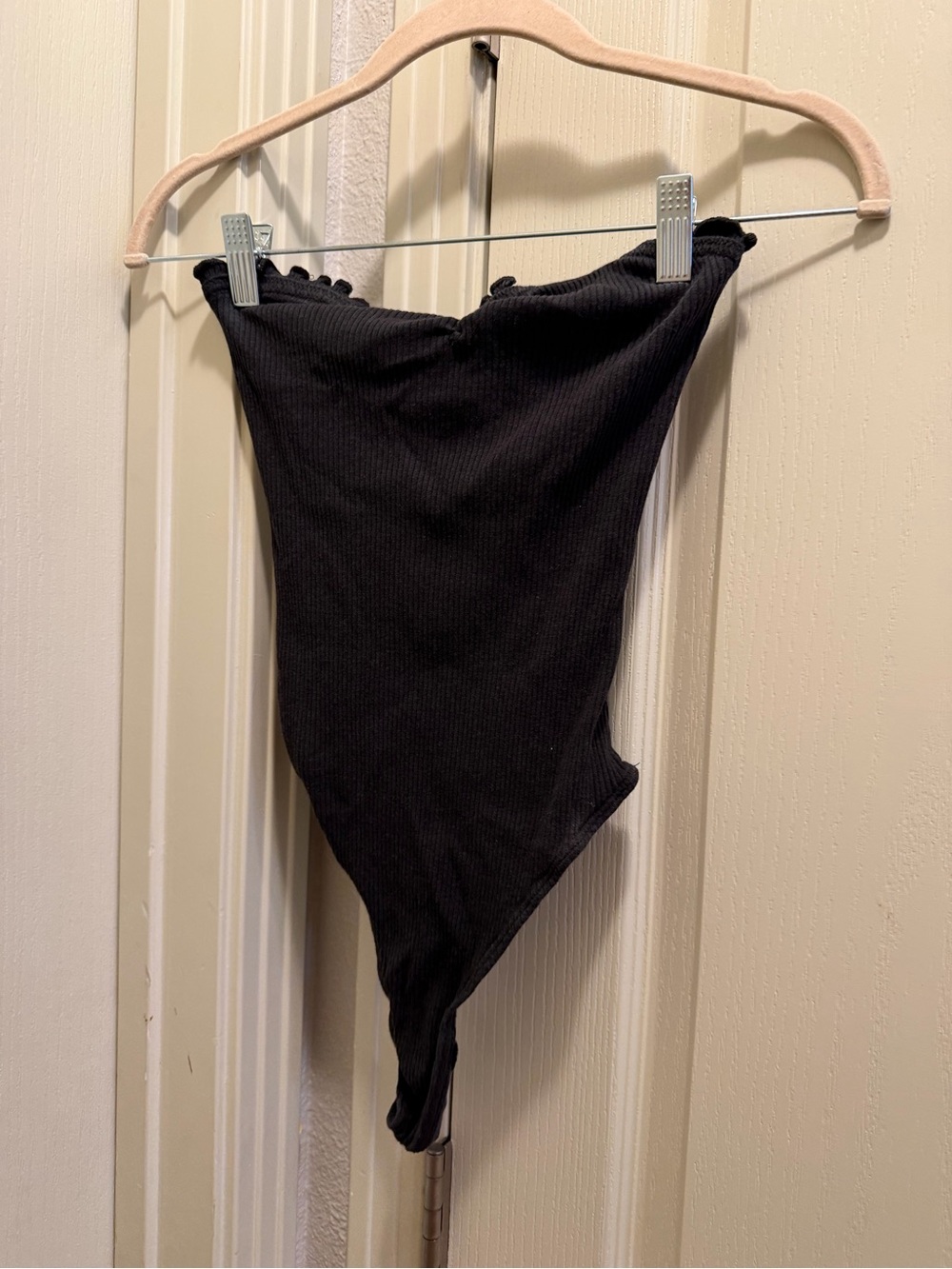 Urban Outfitters Black Ribbed Strapless Bodysuit
